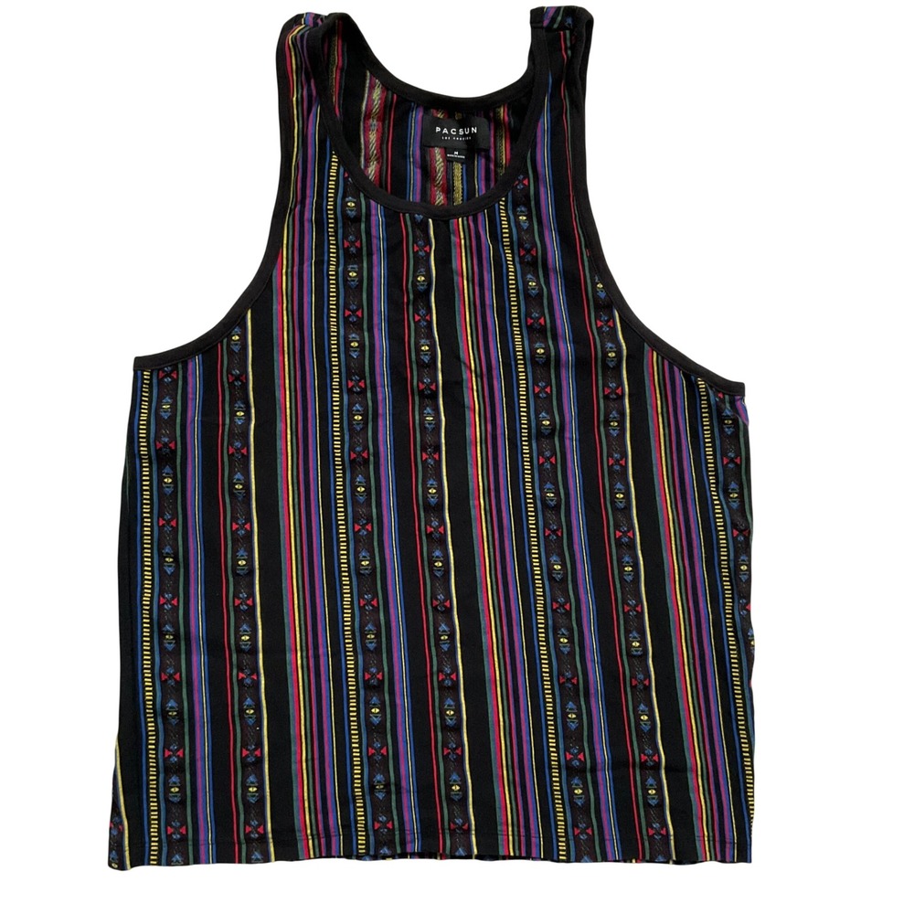 PacSun Mens Knit Stripe Tank Top Shirt M Boho Festival Aztec Tribal Surf Skate